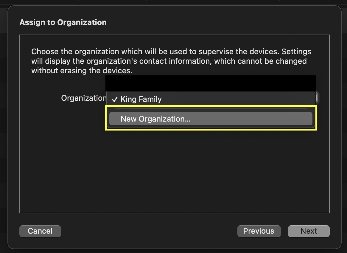 Create new organization