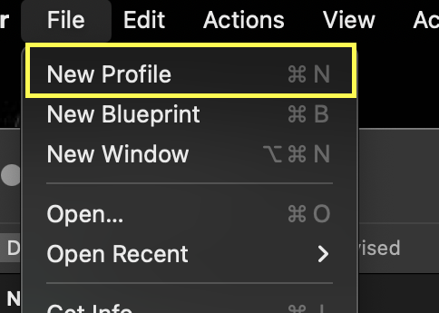 Pick New Profile menu item